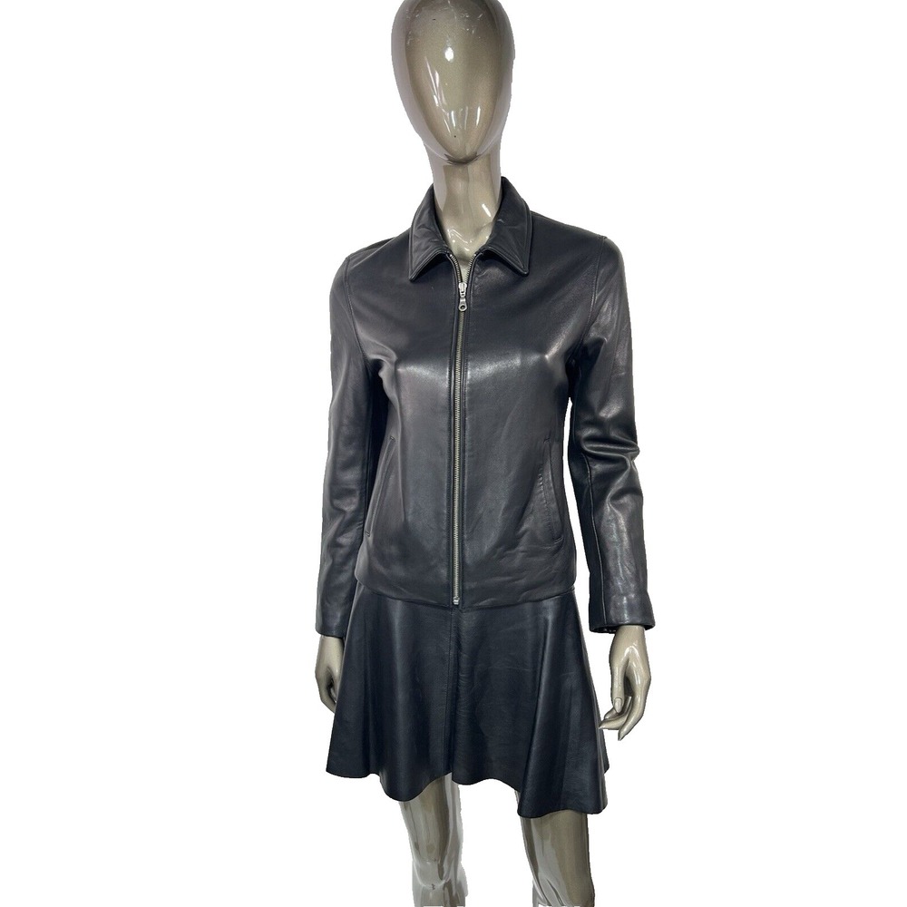 TIBCA Lambskin Soft Black Leather Jacket Women's Small